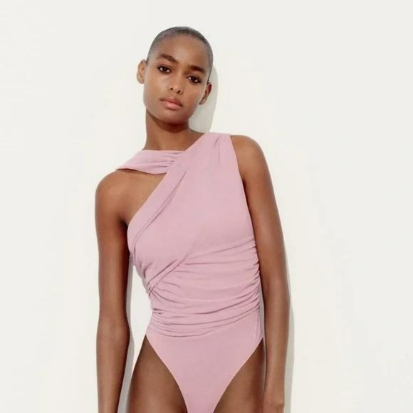 Zara | Tops | Zara Draped Asymmetrical Tulle Bodysuit | Poshmark